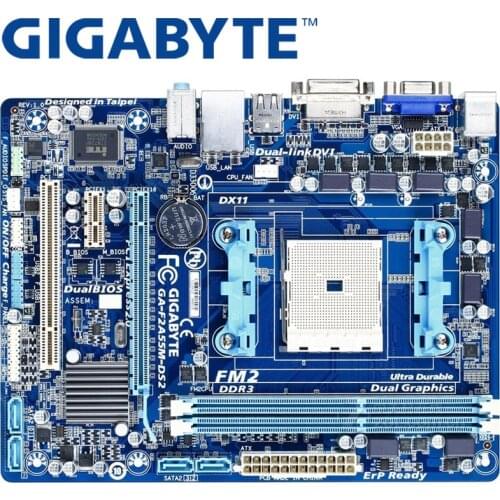 GIGABYTE GA-F2A55M-DS2 Desktop Motherboard A55 Socket FM2 For AMD A10 A8 A6 A4 Athlon 64G DDR3 Original F2A55M-DS2 Used