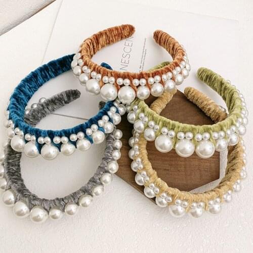 MISANANRYNE New Fashion Women Hairband Hand-wound Pleated Headband Turban Pearls Headwear Top Quality Hair Accessories