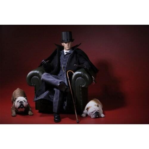 2PCS 1/6 English Bulldog Dog Model Accessories Naughty Cute Couple Car Soldier Decoration Resin Model Toy