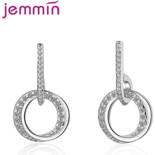 Fashion Statement Cubic Zircon Stud Earrings Metal 925 Sterling Silver Round Design Earrings For Women Modern Boho Jewelry Gift