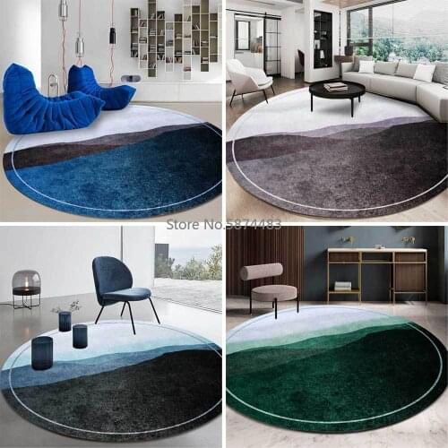 Fashion Modern New Chinese Style Gradient Ink Painting Living Room Bedroom Hanging Basket Chair Round Floor Mat Carpet