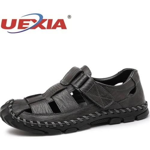 2022 Mens Beach Sandals Big Size Leather Shoes Outdoor Walking Summer Comfortable Handmade Breathable Walking Driving Outdoor