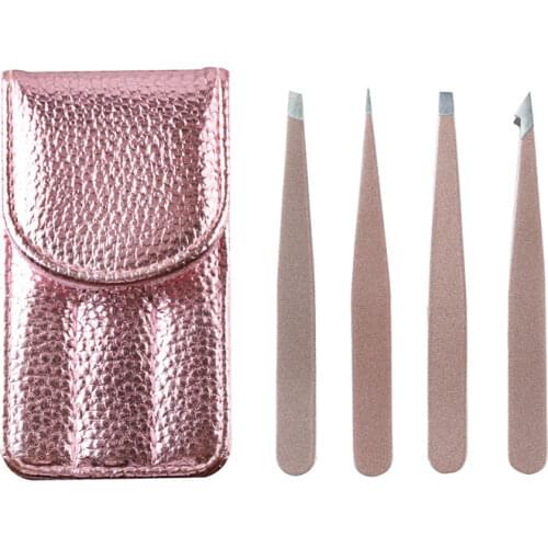 Stainless Steel Eyebrow Tweezers Point Tip/Slant Tip/Flat Tip Hair Removal Makeup Tool Kits With Bag