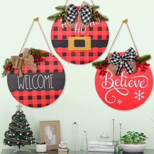 New Christmas Decoration Christmas Red Doorplate Red Bow Doorplate Door Hanging Christmas Wall Decoration Home Decor