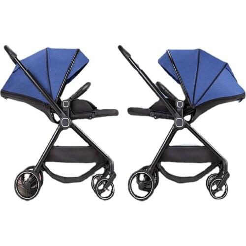 Baby Carriage Four Wheels Baby Stroller Infant Baby Cart Portable Travel Baby Bassinet Can Sit Lie Reversible Push Wheelchair