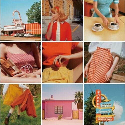 Ins Retro French Creative Decoration Card 9 Sheets Old Fashioned Square Postcard Bookmarks Photo Props Background Wall Sticker