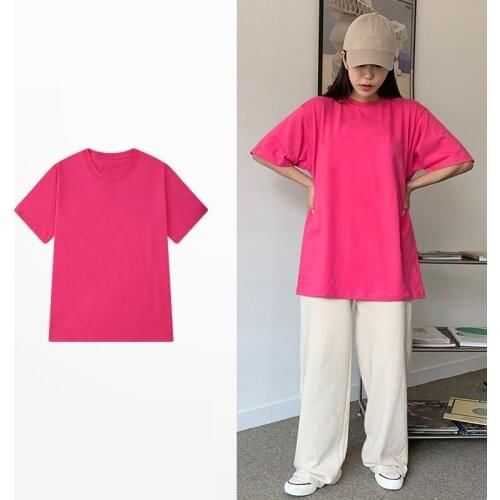 Chic Vintage Tee Womens Solid Color Gothic T Shirt Cotton Harajuku T-shirts Running Plain Ulzzang Loose Female Tops