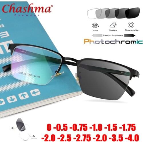 Titanium Alloy Sunglasses Transition Photochromic Myopia Glasses for Men Hyperopia Presbyopia with Diopters Presbyopia Glasses