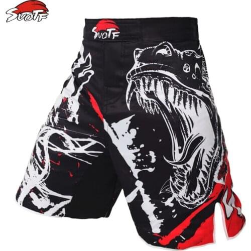 SUOTF black ink style domineering screaming MMA fitness breathable shorts fight boxing Tiger Muay Thai kickboxing shorts boxeo