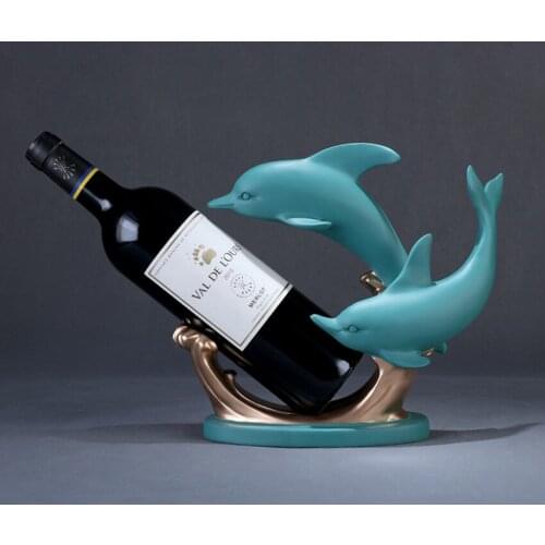 Nordic Resin Red Wine Rack Creative Figurines & Miniatures Dolphin Bottle Holder Furnishing Articles Home Decoration Accessaries