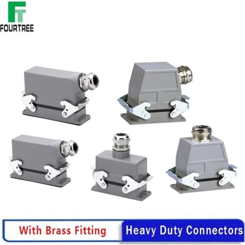Heavy-Duty Connector Rectangular HDC-HE Industrial Waterproof Aviation Plug Socket Top Side Line 6/10/16/24/32/48 Cores