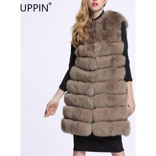 UPPIN 2018 New Women Faux Fur Coat Long Style Gilet Womens Fox Fur Vests Casual Slim Female Waistcoat Thick Warm Fur Jacket Vest