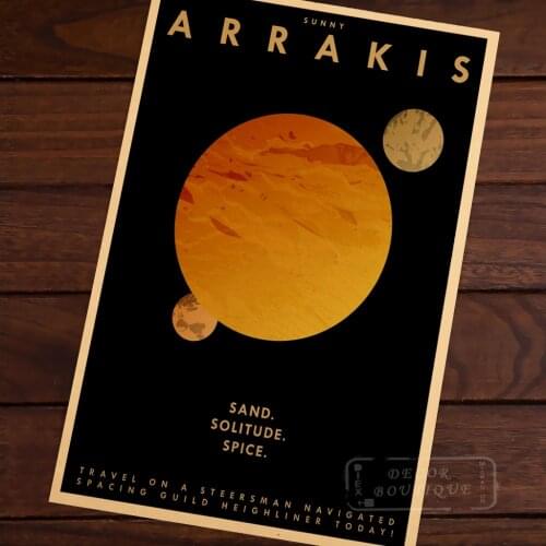 Arrakis Vintage Retro Kraft Canvas Painting Paintings Poster Maps Home Bar Posters Wall Decor Gift Wood Alloy Frame