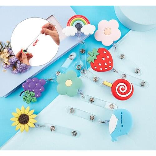 New Cartoon 60cm Silicone Beautiful Flowers Retractable Badge Reel Student Nurse Exhibition Enfermera Name Card ID Card Chest