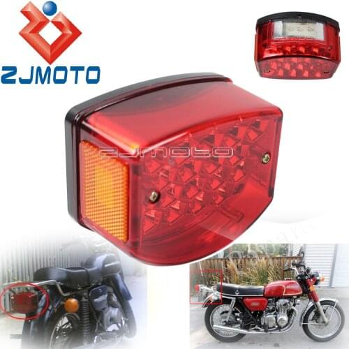 Motorcycle 12V LED Rear Tail Light Lamp Red w/ Side Reflector Indicators For Minsk 125cc Carpathians 50cc Brake Stop Light