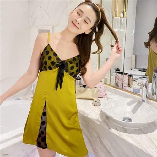 Women Night Dress Lace Deep V Backless Sexy Cute Nightgown Women Sleepwear Babydoll Nightwear Lingerie