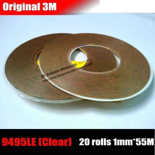 20 rolls (1mm*55M) Original 3M 9495LE(300LSE) Transparent Double Sided Tape, Waterproof Bond for Phone Electric Parts Screen LCD