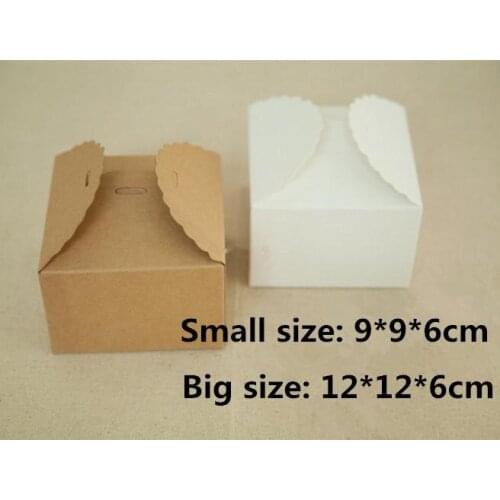 20pcs/lot-9*9*6cm,12*12*6cm Mini S White Kraft Paper Storage Boxes DIY Party Gift Box Cookies Snack Candy Box Baking Package