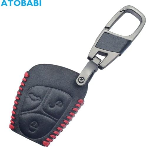 3 Buttons Leather Car Key Case For Mercedes-Benz Class A C E S ML CLK SLK C200 E320 350 CLS Smart Keyless Remote Entry Fob Cover
