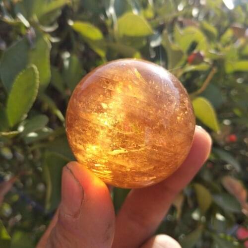 40mm Natural Citrine Calcite Quartz Crystal Sphere Ball Healing Gemstone