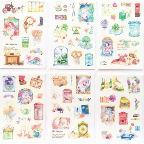 6 Sheets/Set Classical Beauty Decorative Mobile Stickers Scrapbooking Korean Stationery Planner Stickers