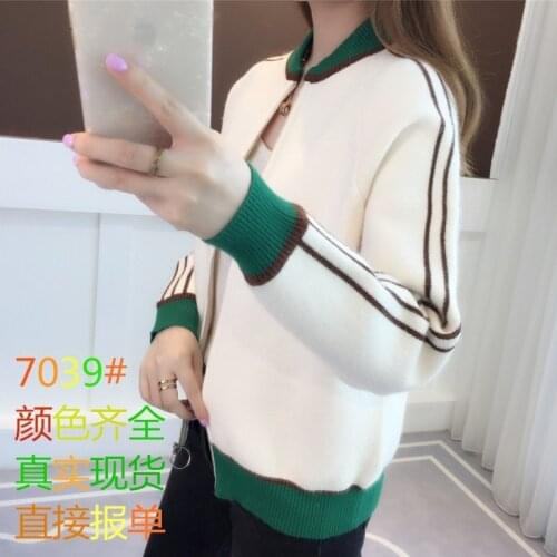 Baseball Uniform Autumn Women Cardigan Sweater Knit Cardigan Zipper Sweater Womens Christmas Sweaters