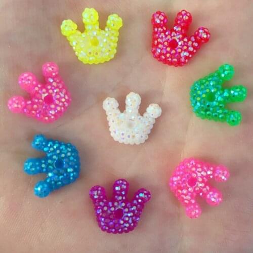 Glitter AB Resin Mix Kawaii Mini Crown Flat back Rhinestone 60 Pcs Scrapbook DIY Crystal Decor Figurine Craft