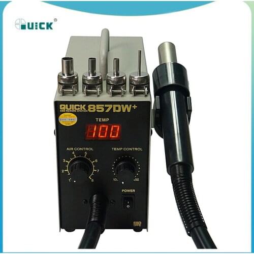 QUICK 857DW+ Bga Rework Station 850W Adjustable Hot Air Gun Station with Heater Helical Wind Air Gun SMD Soldering Station