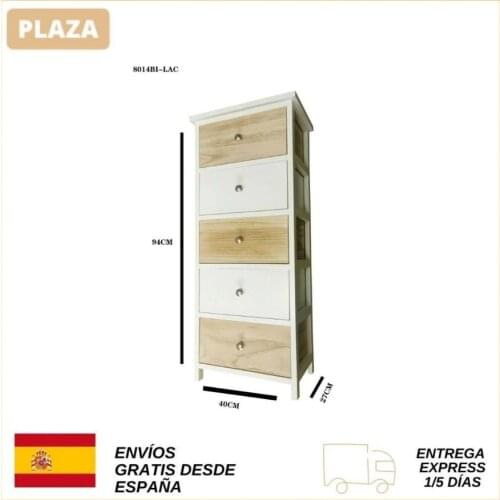 Cajoneras BI-LAC De 5 Cajones Bicolor Marrón y Blanco 27x94x40 Envió Rapido Desde España
