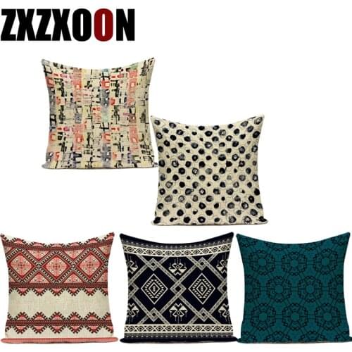 Bohemian Retro Geometric Decorative Throw Pillows Case Polyester Sofa Home Car Cushion Cover for Living Room Pillowcase