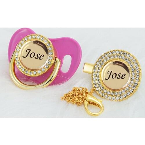 MIYOCAR Personalized any custom gold rose red bling pacifier and pacifier clip BPA free dummy bling unique design