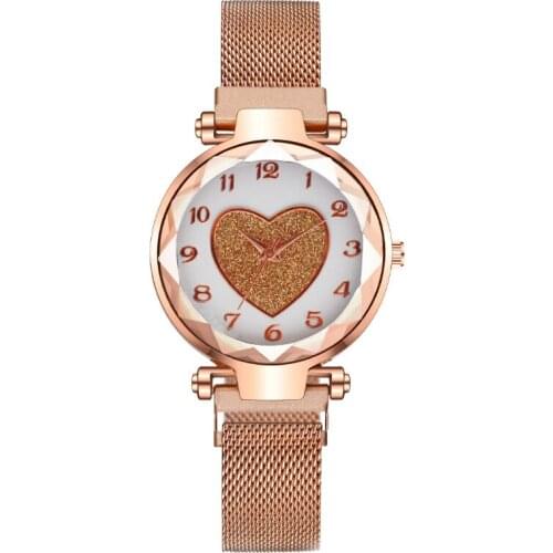 Jessingshow The Latest Top Watches Fashion Women Mesh Watchband Wristwatch Lady Heart Shape Creative Gift Relojes Para Mujer