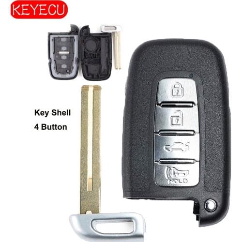Keyecu Replacement Remote Key shell Case 4 Button Fob for Hyundai Elantra Genesis Coupe Sonata