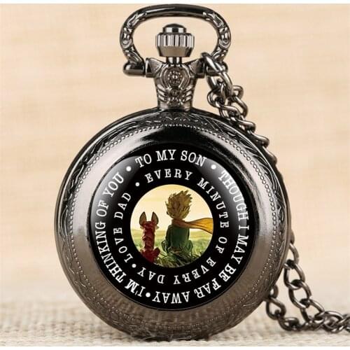 Classic The Little Prince Theme Quartz Pocket Watch Personalized To My Son Birthday Gifts Pendant Necklace Clock Dropshipping