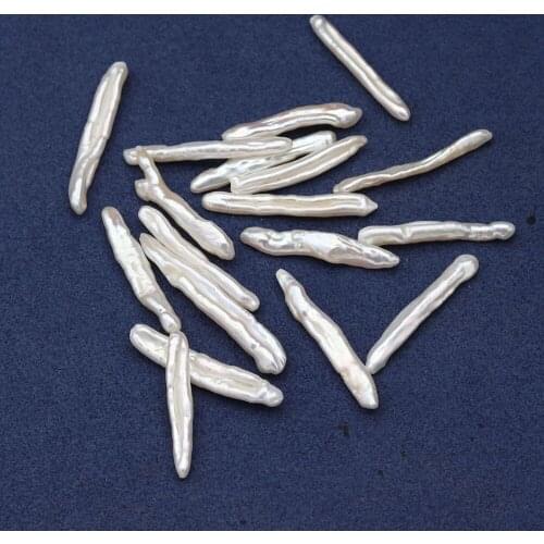 3Pcs Natural Freshwater Pearl Beads Needle Shape No Hole Loose Beads for Jewelry Making DIY Accessories Size 4x35-4x40mm