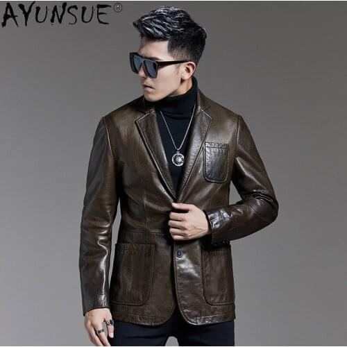 AYUNSUE 100% Genuine Leather Jacket Men Spring Autumn 2021 Black Sheepskin Coats Mens Jackets Casual Jaqueta Masculina Gxy269