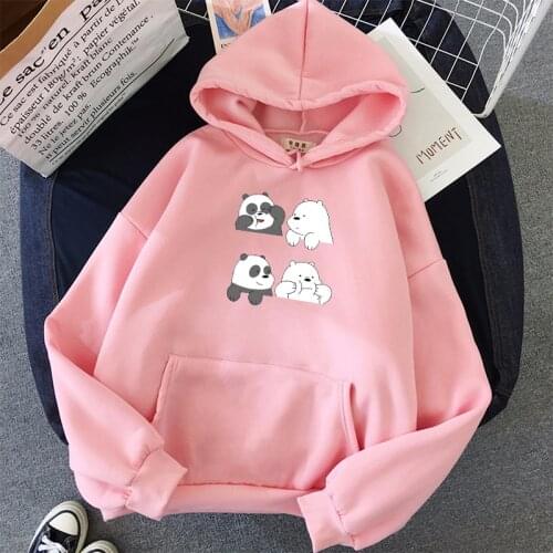 Merry Pretty Women Men Harajuku Sweatshirts Bears Printed Long Sleeve Hoodie Pocket Casual Pullovers Graphic Tops Kawaii Hoodies