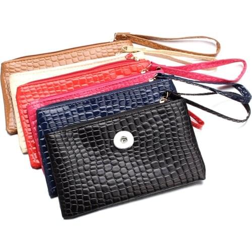 Fashion Female Snap Bag PU Leather Purse Handbag Fit 18mm Metal Snap Buttons 1 Button /3 Button For Women Bracelet