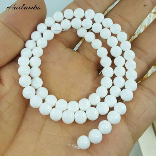 Hailambo Natural White Tridacna Shell Round Bead For Making Jewelry DIY Necklace Bracelet Loose Beads 6mm 8mm 10mm Strand LS04