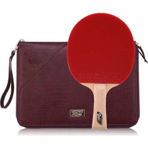 Original Double Fish 9A 9stars Cypress Carbon Fiber Table Tennis Bat Pingpong Racket with quick attack Pimple in Leather Bag