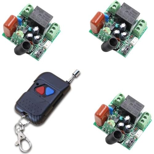 AC 220V 1 Ch RF Remote Control Switch Wireless Controller Teleswitch 1CH 10A Relay 3 Mini Receivers With Transmitter