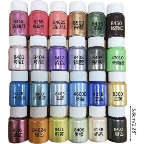 24 Colors Pearlescent Natural Mica Mineral Powder Epoxy Resin Dye Pearl Pigment
