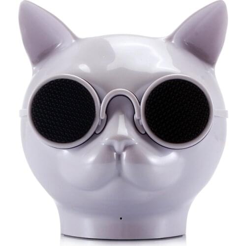 Portable Wireless Pet Speaker Cat Head T8 Bluetooth Speaker with Led Light 3D Stereo Subwoofer Gift for Kids Outdoor