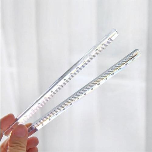Transparent Straight Ruler Students Stationery Simple Triangular Rulers Kids Scale On Both Sides Measuring Tools