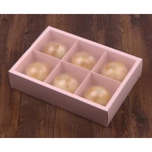 Pink Paper Box With PVC Chocolate Party Cookies mooncake biscuit Packaging paper boxes 100piece\lot