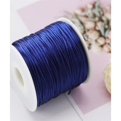 1MM Navy Blue Nylon Chinese Satin Silk Knot Cord Rattail Thread Necklace Macrame String Jewelry Findings Beading Rope #335