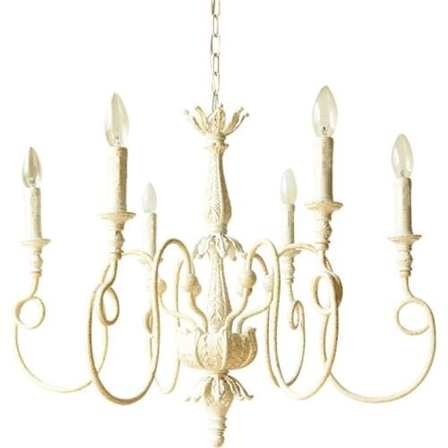 Nordic beige candlestick chandeliers lights bedroom living room vintage gold French country lamps house decor hanging fixturese
