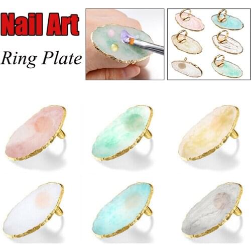 Resin Stone Color Nail Art Ring Palette Finger Ring Plate Acrylic UV Gel Polish Cream Foundation Mixing Nail Art Equipment