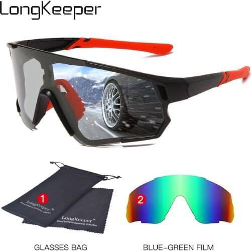 LongKeeper Fashion Photochromic Polarized Sunglasses Men Classic Oversized One Piece Lens Sun Glasses Male Driving Sport Goggle