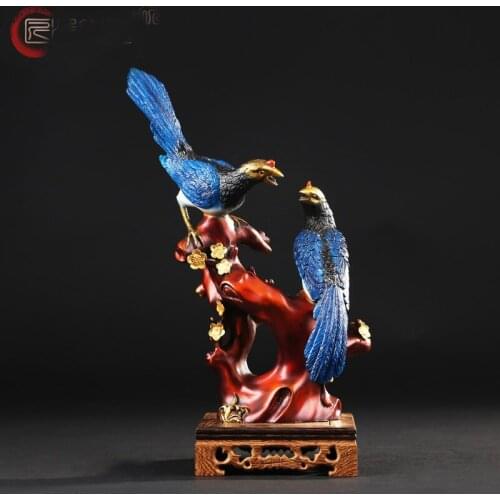 TOP COOL # 2020 HOME office company business ART efficacious propitious Mascot Good luck Pied magpie FENG SHUI brass statue